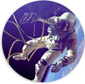 PVC Schuimplaat Muurcirkel - Astronaut Zwevend in de Buurt van de Aarde - 60x60 cm Foto op Muurcirkel (met ophangsysteem)
