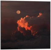 Dibond - Maan bij Wolken - 50x50 cm Foto op Aluminium (Met Ophangsysteem)