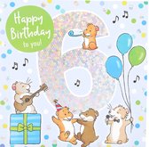 Depesche - Cijferkaart met muziek, vierkant met de tekst "6 - Happy Birthday to you!" - mot. 012
