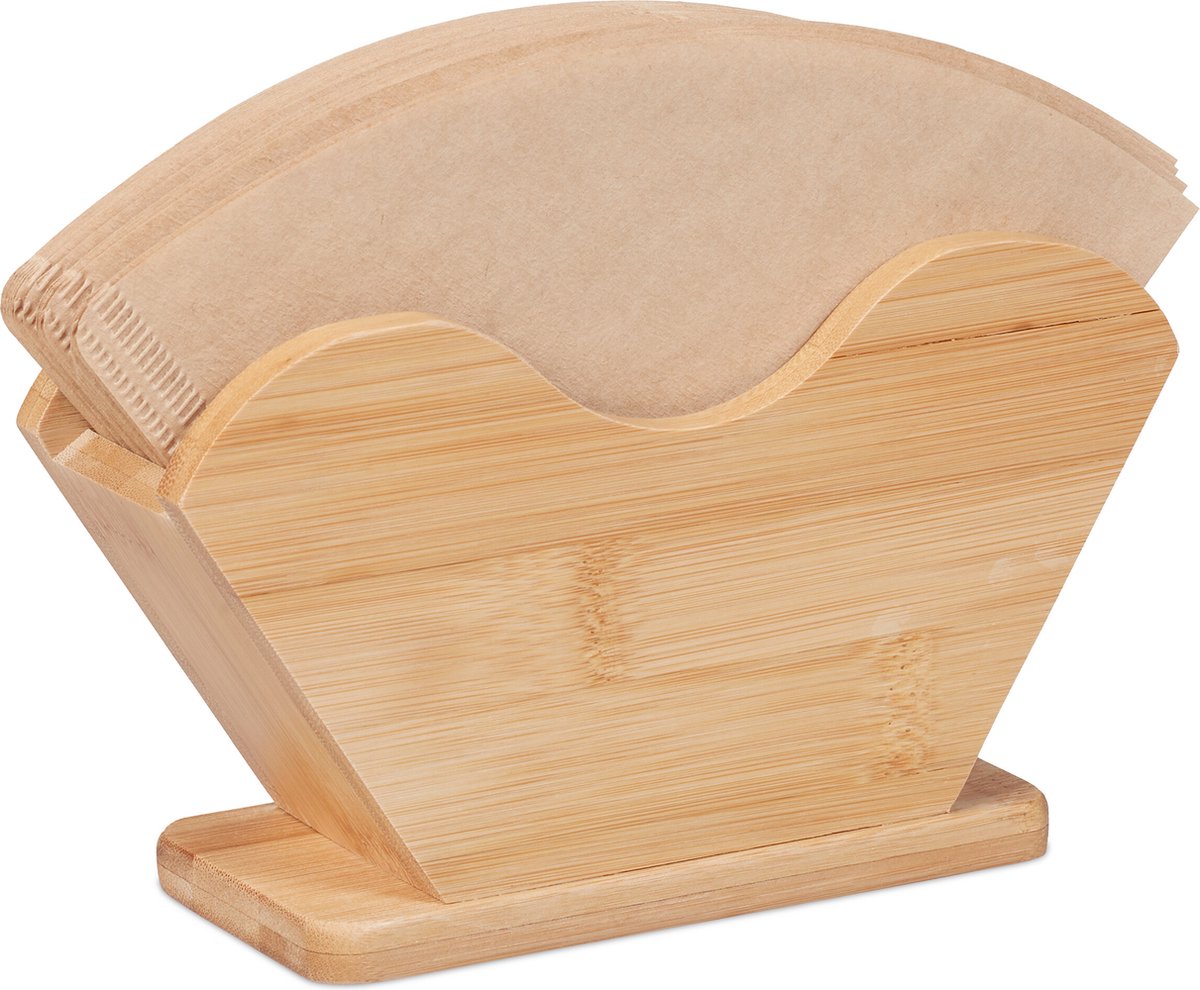 koffiefilterhouder - 10 x 18 x 6 cm - bamboe - voor grootte 2 en 4 - staand - aanrecht