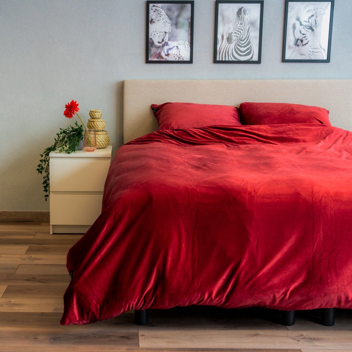 Beau Maison Velvet Dekbedovertrek Bordeaux Rood 240 x 220 cm + 2 kussenslopen