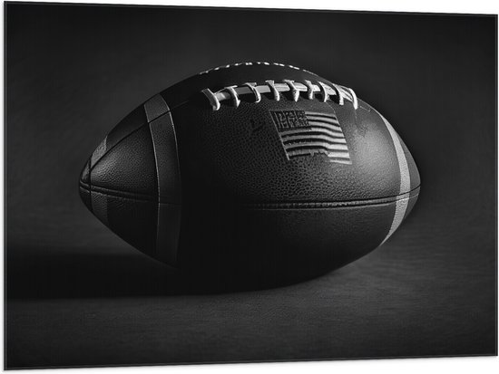 Vlag - Rugby Ball in (Zwart- wit) - 100x75 cm Foto op Polyester Vlag
