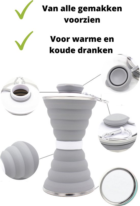 Bouteille d'eau V&P 500ML - Gourde - Zwart - Pliable - 100% BPA - 100% étanche - Mousqueton inclus - Matériaux flexibles en Siliconen