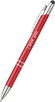 Akyol - i love you pen - rood - gegraveerd - Quotes pennen - collega - pen met tekst - leuke pennen - grappige pennen - werkpennen - stagiaire cadeau - cadeau - bedankje - afscheidscadeau collega - welkomst cadeau - met soft touch