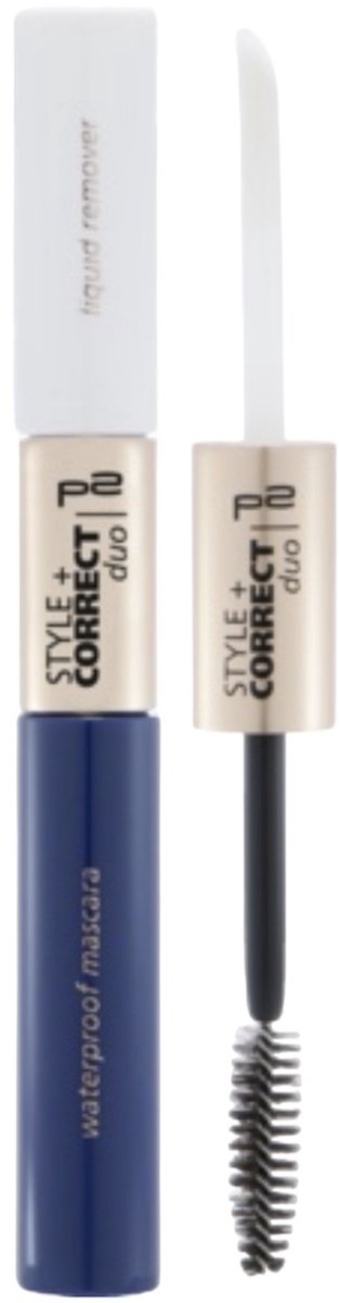 P2 Cosmetics EU Style+Correct Duo Waterproof Mascara en Remover Zwart/black 7ml