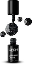 XFEM UV/LED Hybrid Gellak 6ml. #0179 Holo X-Mass - Glitter, Zwart - Glitters - Gel nagellak