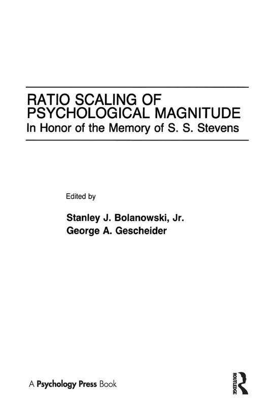 Ratio Scaling of Psychological Magnitude - cover
