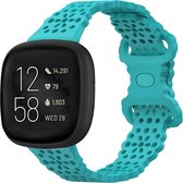 Strap-it Smartwatch bandje - siliconen bandje met patroon - geschikt voor Fitbit Versa 3 / Versa 4 / Sense / Sense 2 - aqua