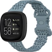 Strap-it Smartwatch bandje - siliconen bandje met patroon - geschikt voor Fitbit Versa 3 / Versa 4 / Sense / Sense 2 - grijsblauw
