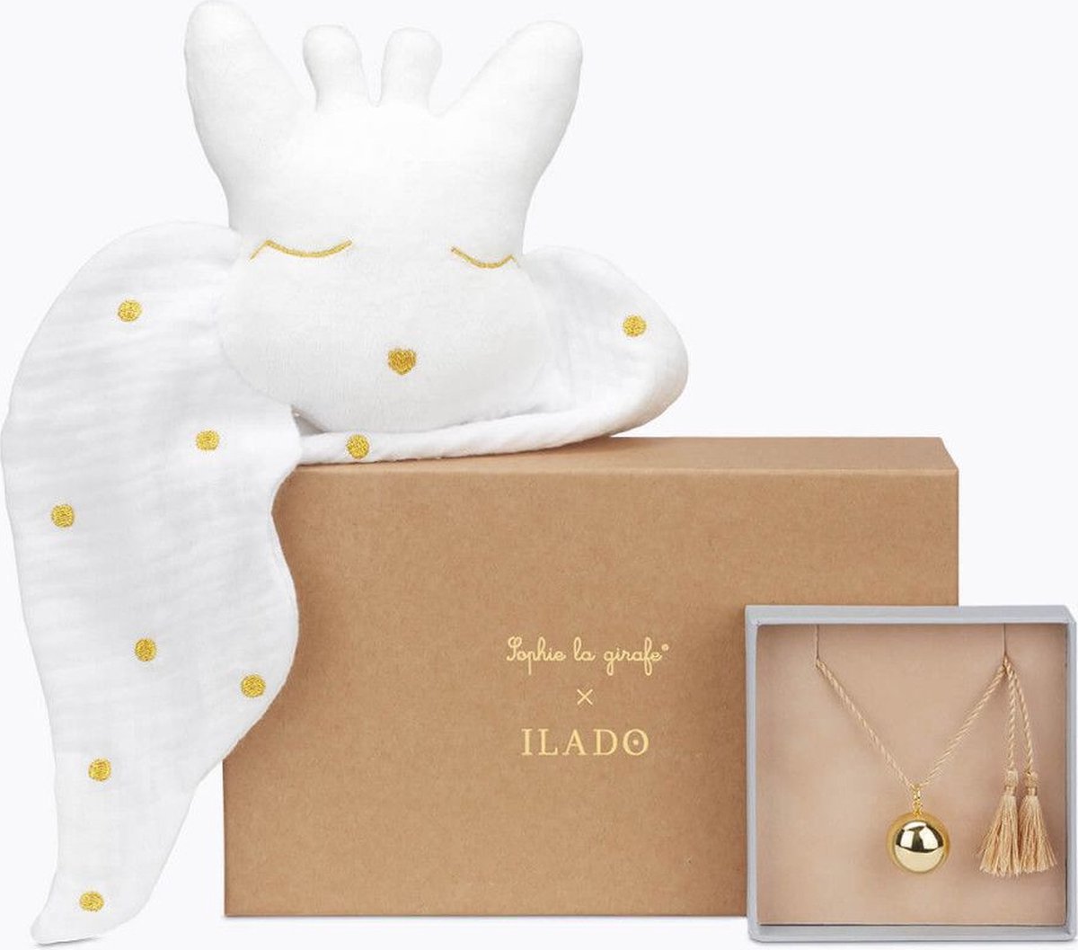 Goedkoopste ILADO bonding box. Sophie la Girafe Mother-Baby Bonding Box. Zwangerschaps ketting. Bola.