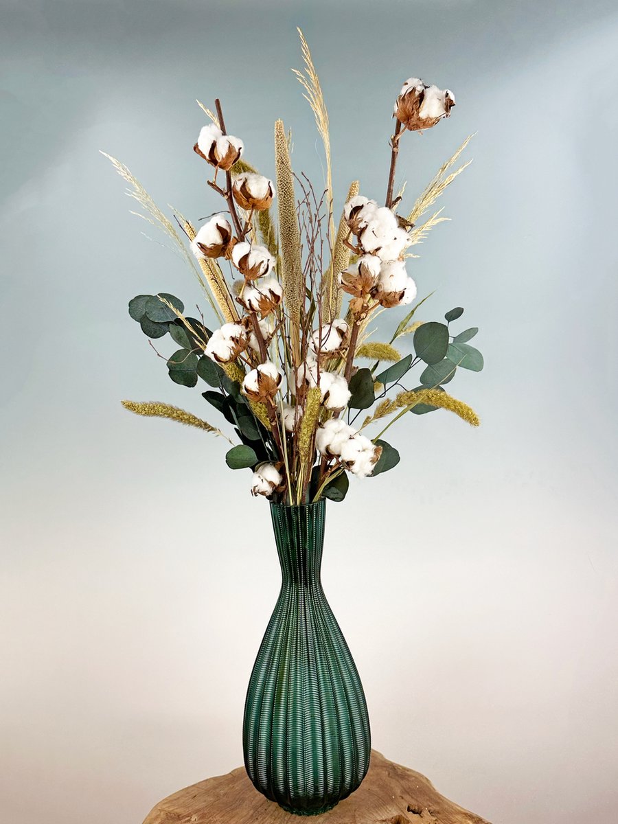 Droogbloemen boeket "Bombacio" exclusief vaas | 85cm | Prachtig subtiel boeket | Fantastische gift