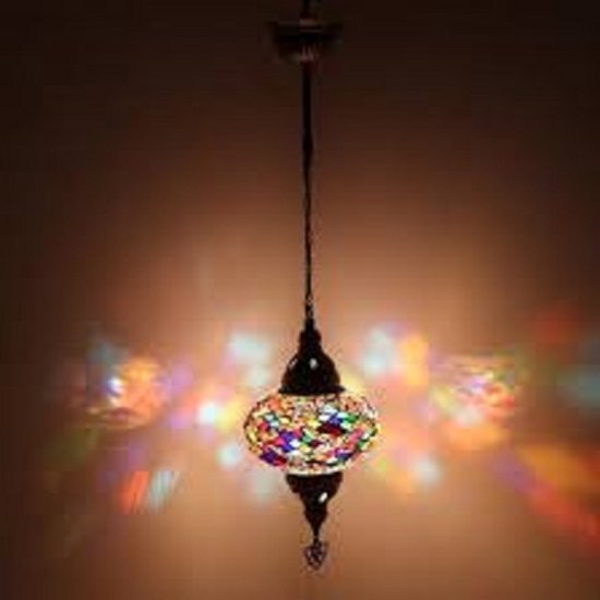 Hanglamp - Mozaïek Lamp Oosterse Lamp Turkse  Marokkaanse  Ø 13 cm  Hoogte 53 cm Handgemaakt  Multikleur