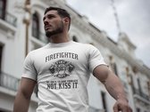 Rick & Rich - T-Shirt Save Your Ass - T-Shirt Brandweerman - T-Shirt Firefighter - Wit Shirt - T-shirt met opdruk - Shirt met ronde hals - T-shirt met quote - T-shirt Man - T-shirt met ronde hals - T-shirt maat 3XL