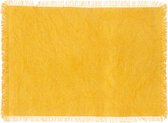 Secret de Gourmet placemats Kenya - 1x - geel - 45 x 30 cm - katoen - met franjes