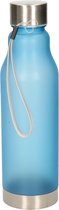 Waterfles/drinkfles/sportfles - blauw - kunststof - rvs dop - 600 ml