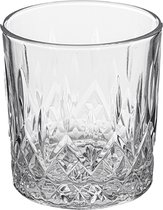 Leonardo Capri 022774 Drinkglazen, set van 4, vaatwasserbestendige sapglazen met reliëf, facetgeslepen waterglas, drinkbeker van glas, helder, hoogte 9,5 cm, 330 ml