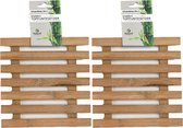 Haushaltshelden pannenonderzetterss - 2x - vierkant - D17 cm - bamboe hout