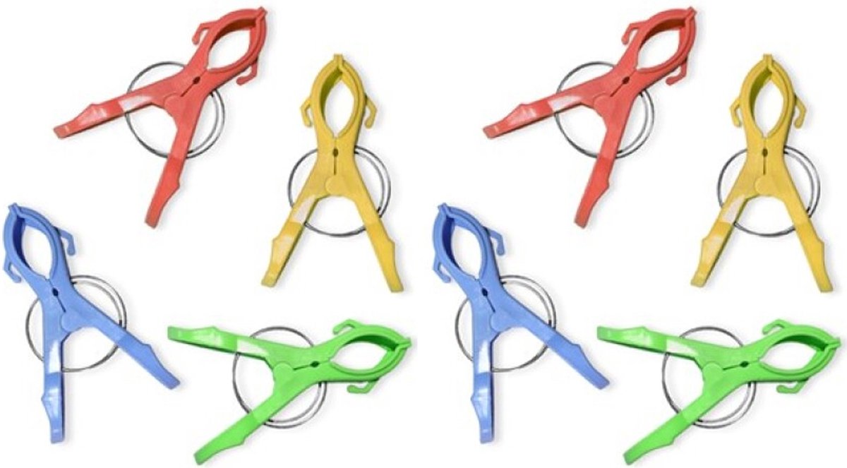 Goedkoopste Handdoekklem - 12x - gekleurd - kunststof - 12 cm - handdoek knijper