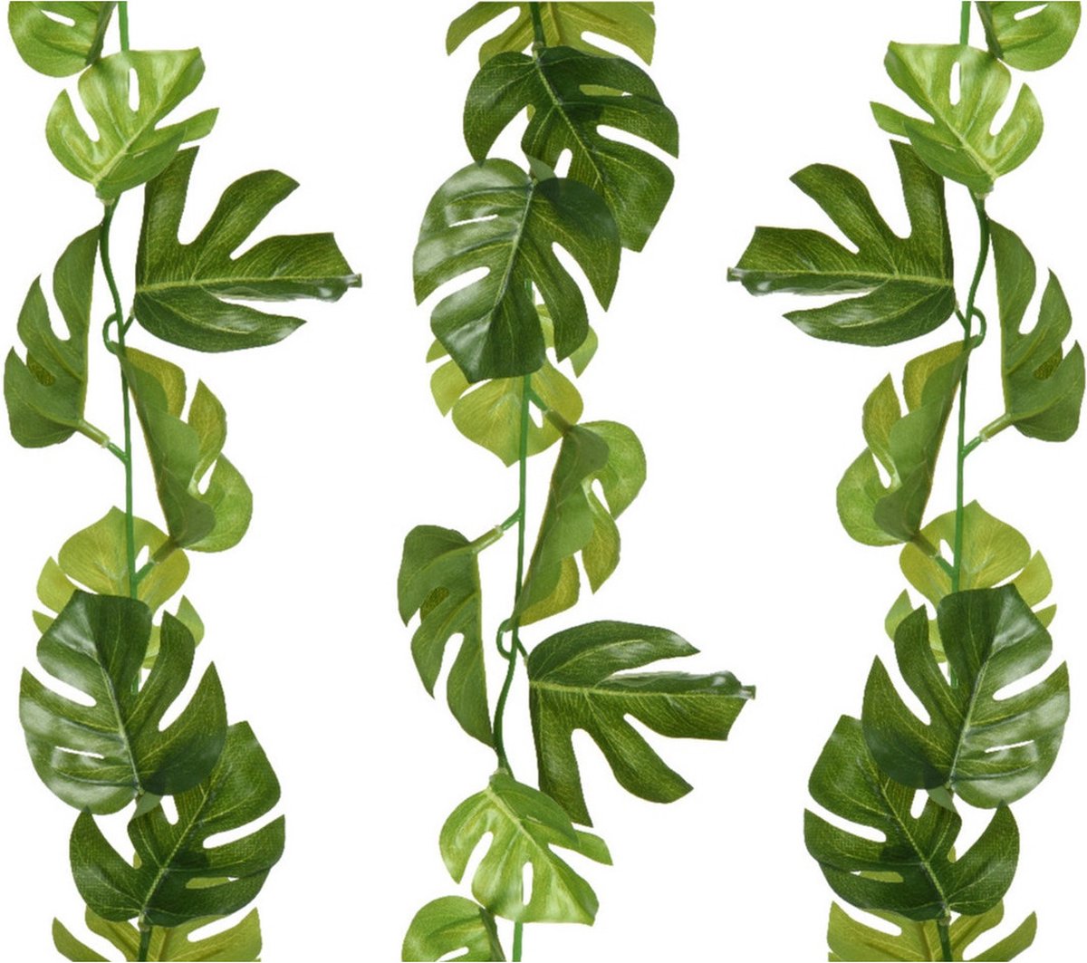 Plantenslinger/kunstplant - 3x - Monstera - groen - kunststof - 180 cm - Gatenplant