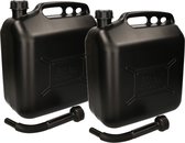 Dunlop Jerrycan / benzinetank - 2x - voor brandstof - 20 liter - zwart met trechter