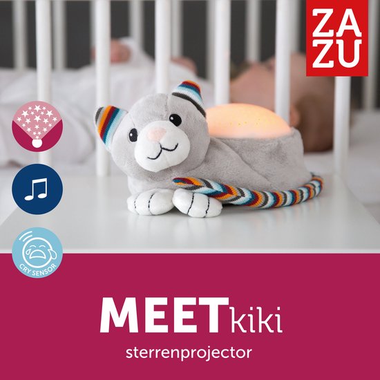 Zazu - Kiki de Kat - Luxe plafonprojector met verschillende soorten muziek en huilsensor - De Projector bevat 3 mooie kleuren om een prachtige sterrenhemel te creeeren! van Zazu — afbeelding 3