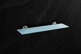 Plank van roestvrij staal en glas - wandrek badplank doucheplank badkamerrek glasplaat wand badkamer (geborsteld roestvrij staal), 50 cm x 12 cm)