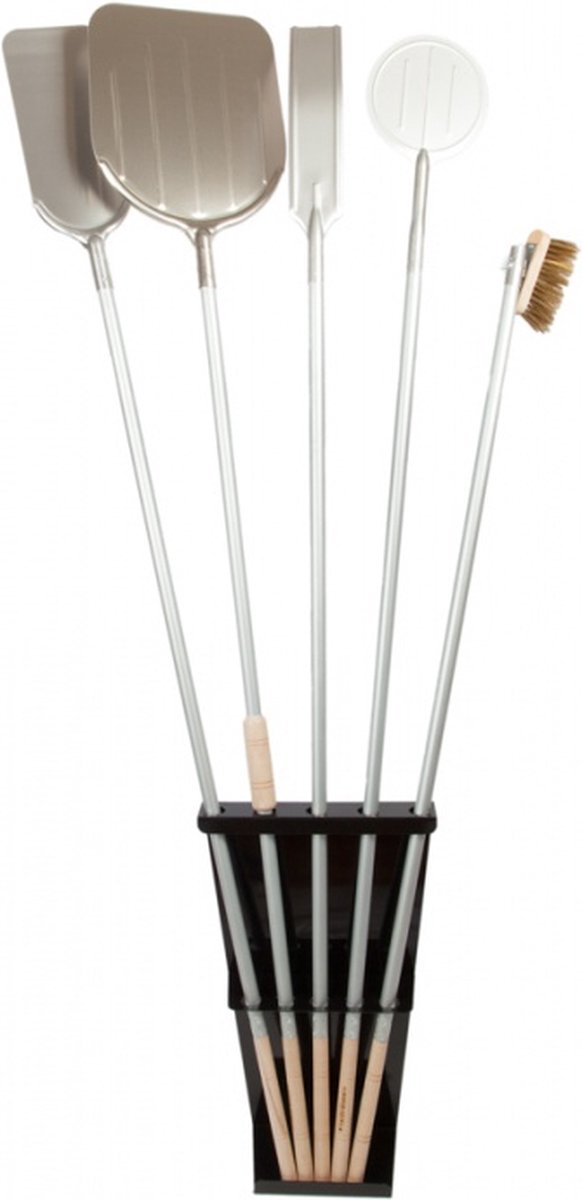Falci Pizza Set 5 Delig - Pizzaschep - Kolenschep - Asborstel - Broodschep - Steel (150cm)