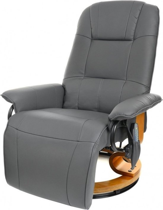 Relaxfauteuil - verstelbaar - met massage, verwarming en voetensteun - grijs