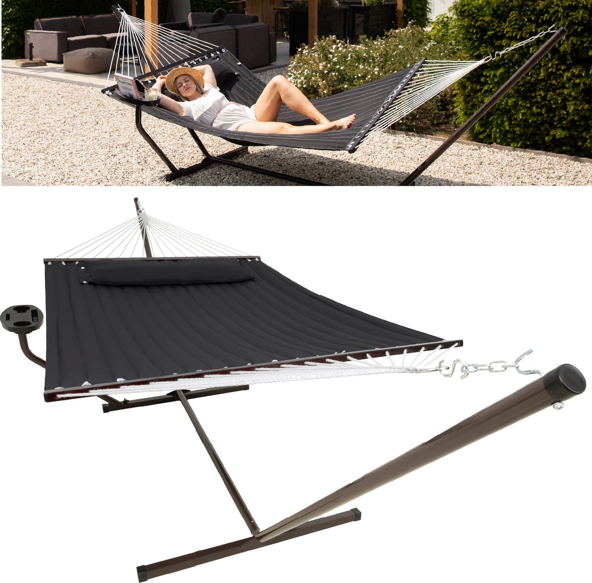 Vita5 Hangmat met Standaard en Spreidstok - 2 Persoons - incl