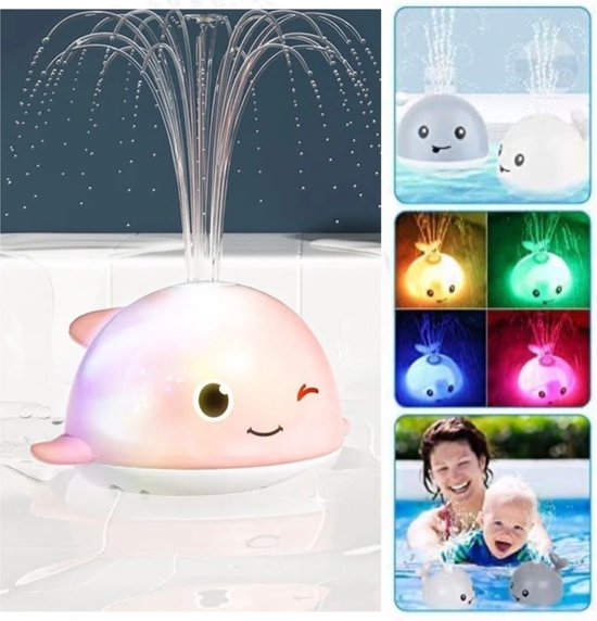 NIEUW BADWALVIS Mini de Dolfijn Badspeelgoed Roze Lichtjes Vis Spuit Water