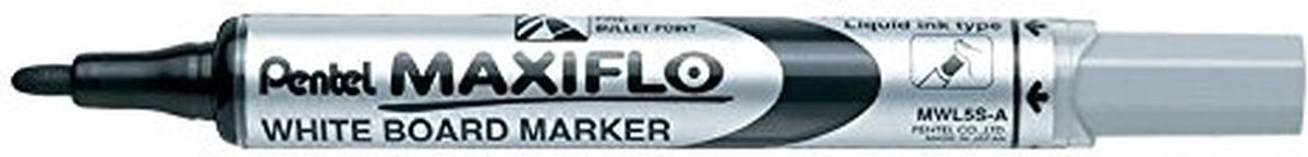 Whiteboardmarker pentel mwl5s 1mm zwart | 12 stuks