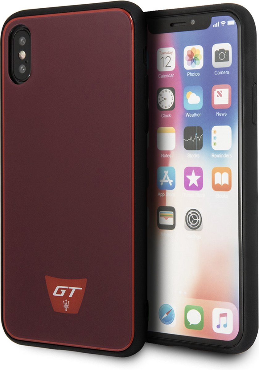 Rood hoesje van Maserati - Backcover - GranSport GT - iPhone X-Xs - Siliconen rand