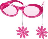 Bril pink met oorbellen bloem