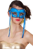 Masker fluweel met lint (bril) blauw