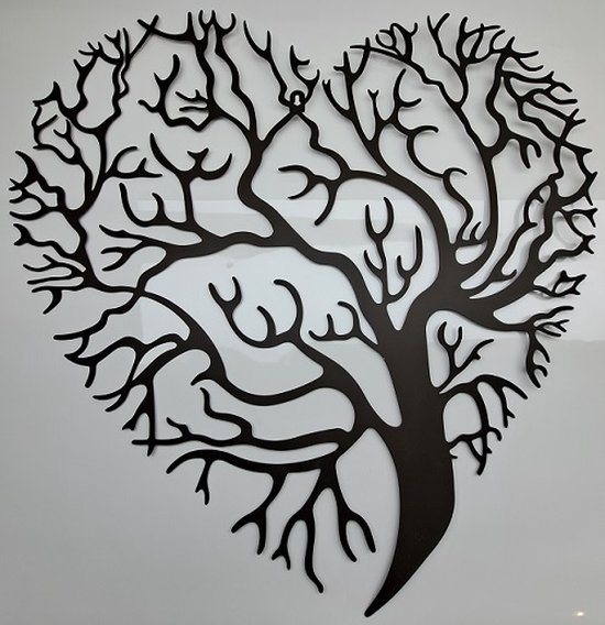 Denza - Levensboom hart vorm Tree of Life KB122BR wanddecoratie groot hartje Industrieel Muurdecoratie metaal - lifetree – blik – diameter 64 cm, dikte 2 mm Arbre de Vie Arbre de Life