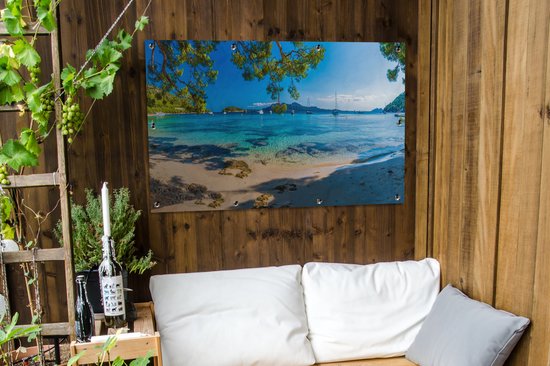 Décoration de jardin plage - Été - Mer - 120x80 cm - Jardin - Décoration clôture - Affiche jardin - Toile clôture - Affiche extérieur - Décoration jardin - Décoration balcon - Peinture jardin