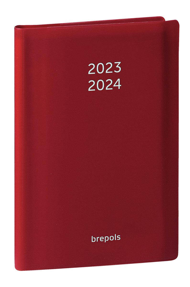 Brepols Schoolagenda 2023-2024 - PVC SETA - Student - Weekoverzicht - Bordeaux - 9 x 16 cm