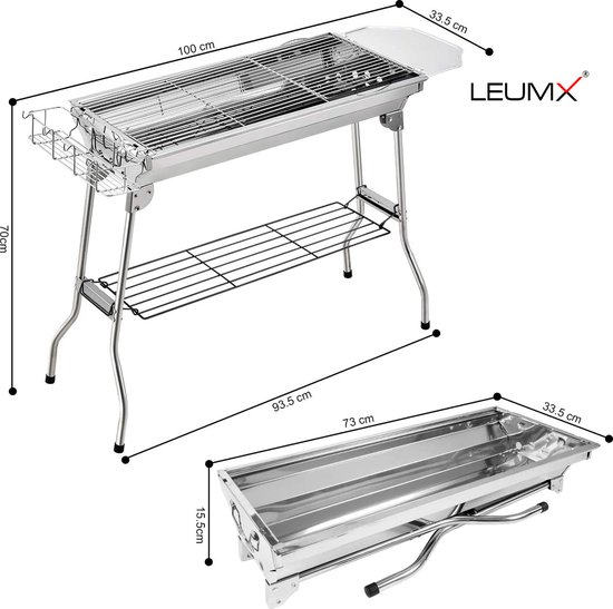 Opvouwbare draagbare barbecue voor gebruik met houtskool InnovaGoods Ijzer