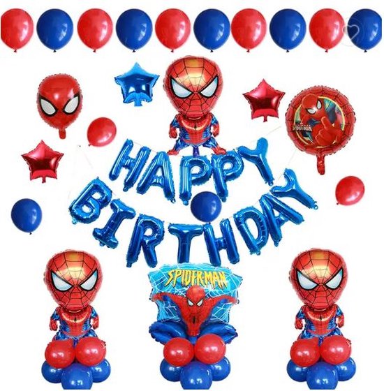 54 delig Spiderman Marvel Verjaardag Thema - Superhero Versier Set - Versiering Balonnen Spiderman Deocoratie - Mega pakket verjaardag versiering - Kinderfeestje - Folieballon - 3D Ballon