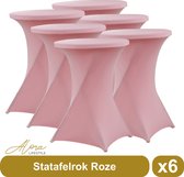Statafelrok roze 80 cm per 6 - partytafel - Alora tafelrok voor statafel - Statafelhoes - Bruiloft - Cocktailparty - Stretch Rok - Set van 6