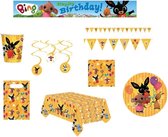 Bing het konijn - Feestpakket - Versiering - Verjaardag - Kinderfeest – Vlaggenlijn - Happy Birthday slinger - Plafonddecoratie swirl hangers - Bordjes - Servetten – Tafelkleed - Uitdeelzakjes.