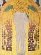 Canvas Schilderij * Gustav Klimt Een Kus voor de Hele Wereld * - Symbolisch - Goud en Kleur - 60 x 90 cm