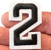 Cijfer Nummer Strijk Embleem Patches Zwart Wit Cijfer 2 / 3 cm / 5 cm