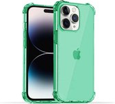 Smartphonica iPhone 14 Pro transparant shockproof siliconen hoesje met stootrand - Groen / Back Cover geschikt voor Apple iPhone 14 Pro