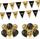40 Jaar Versiering Classy Black-Gold Feestpakket - 40 Jaar Decoratie - Ballonnen En Slingers Zwart Goud