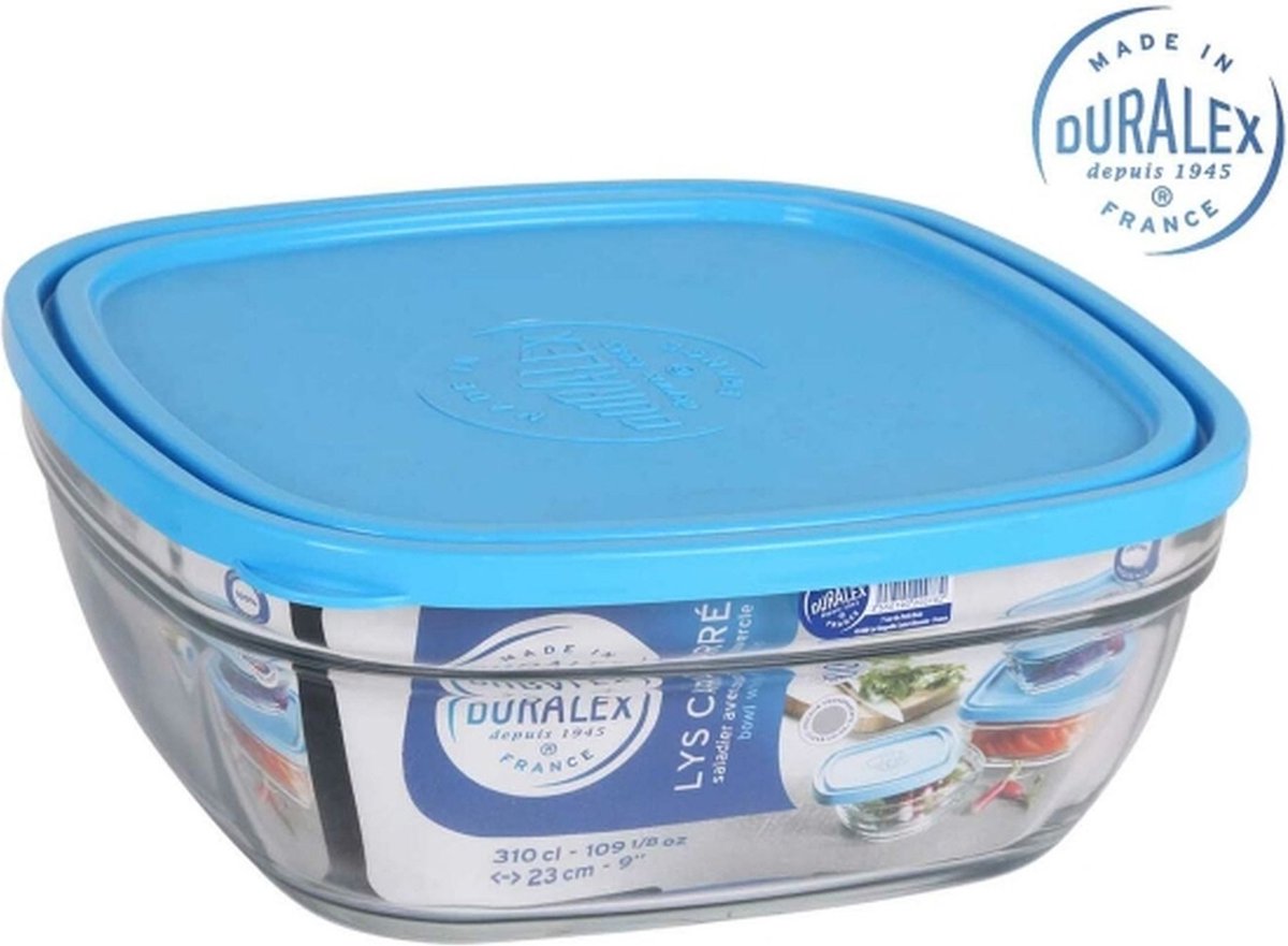 Hermetische Lunchtrommel Duralex Freshbox Blauw Vierkant (23 x 23 x 9 cm) (3 L)