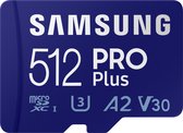 Samsung PRO Plus SDXC-kaart 512 GB Class 10, Class 10 UHS-I, UHS-I, v30 Video Speed Class 4K-video-ondersteuning, A2-ve