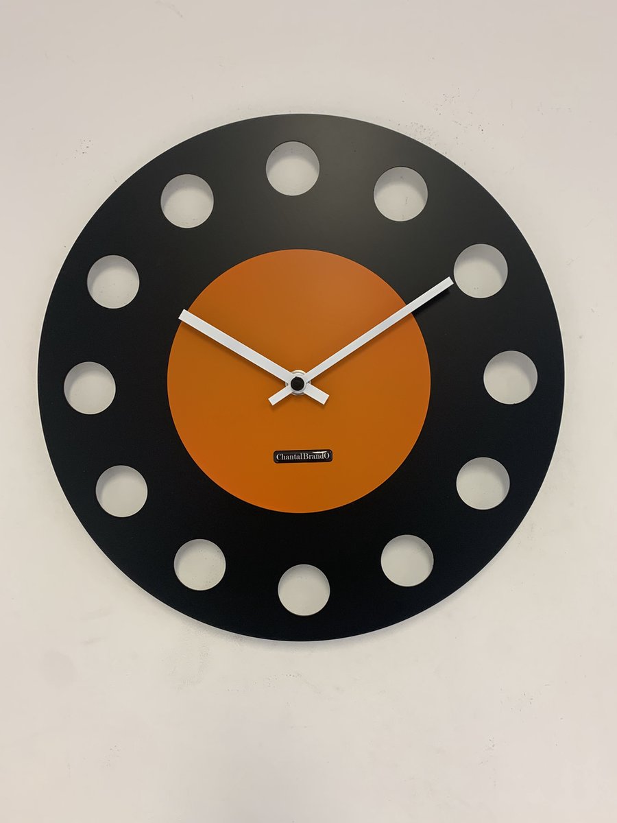 Wandklok ChantalBrandO CETARA BLACK & ORANGE -- MODERN DESIGN --