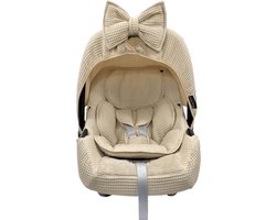 Wazzhappening - Maxi Cosi Cabriofix - i-Size hoes - Bobbie - karamel - zand - wafel - bamboe - voormalig Tinca