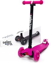 Selectra kinderstep met 4 lichtgevende wielen – Kick step voor kinderen van 3 t/m 9 jaar – Led scooter met click and ride functie - Roze